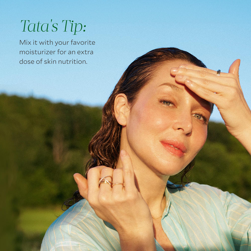 Tata Harper Retinoic Nutrient Face Oil ingredients close-up with botanical extracts