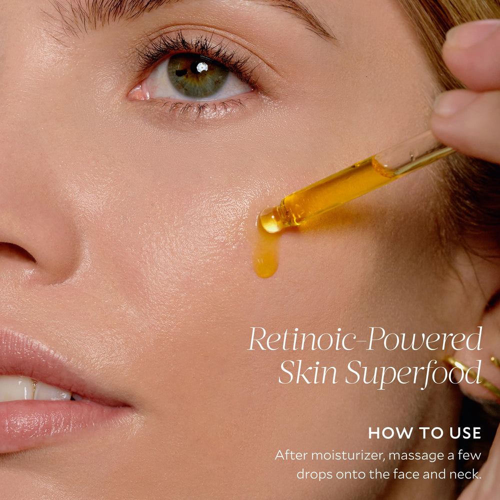 Tata Harper Retinoic Nutrient Face Oil ingredients close-up with vitamins