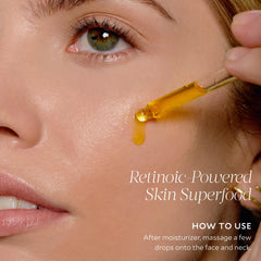Tata Harper Retinoic Nutrient Face Oil ingredients close-up with vitamins