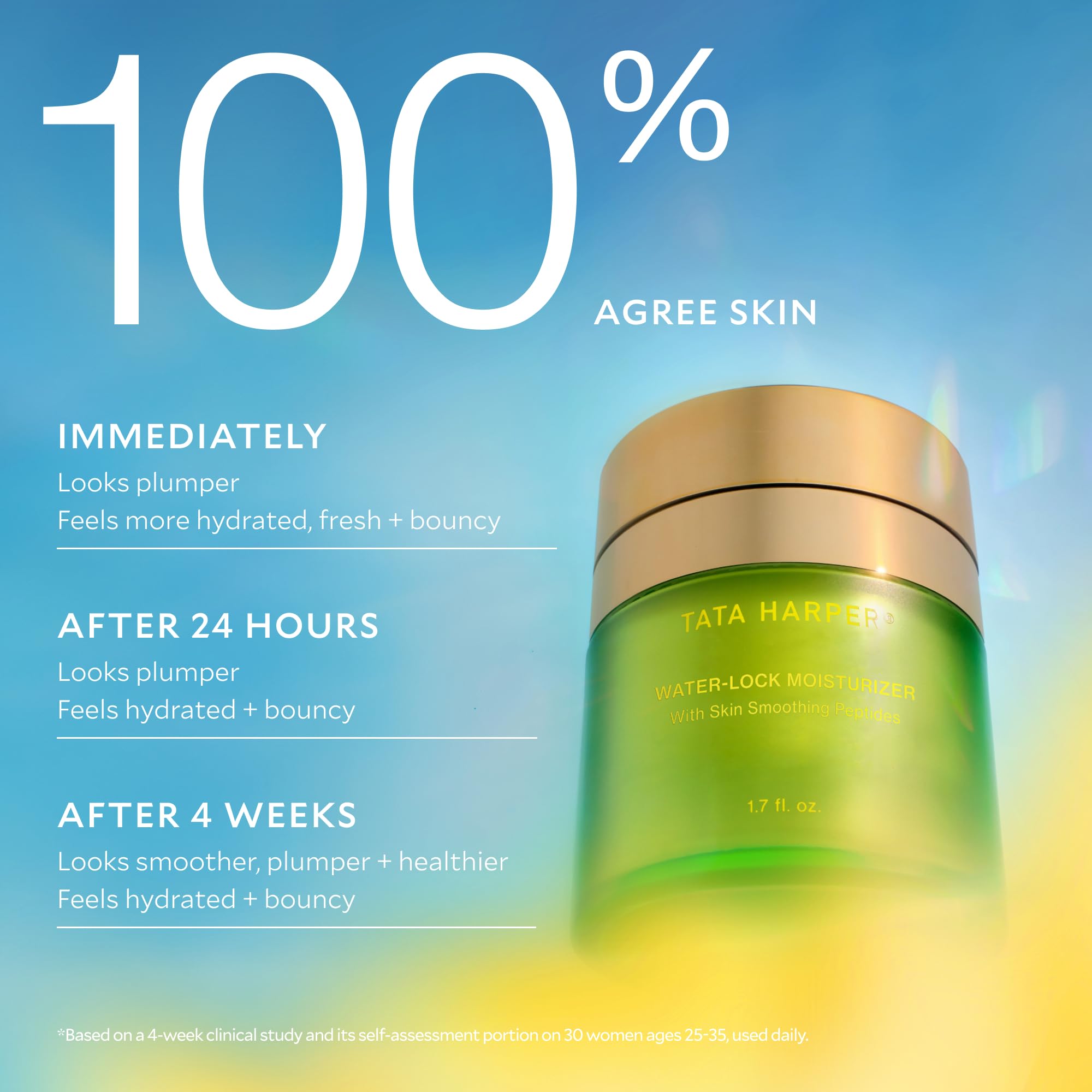 Tata Harper Water-Lock moisturizer being smoothed onto skin during application.