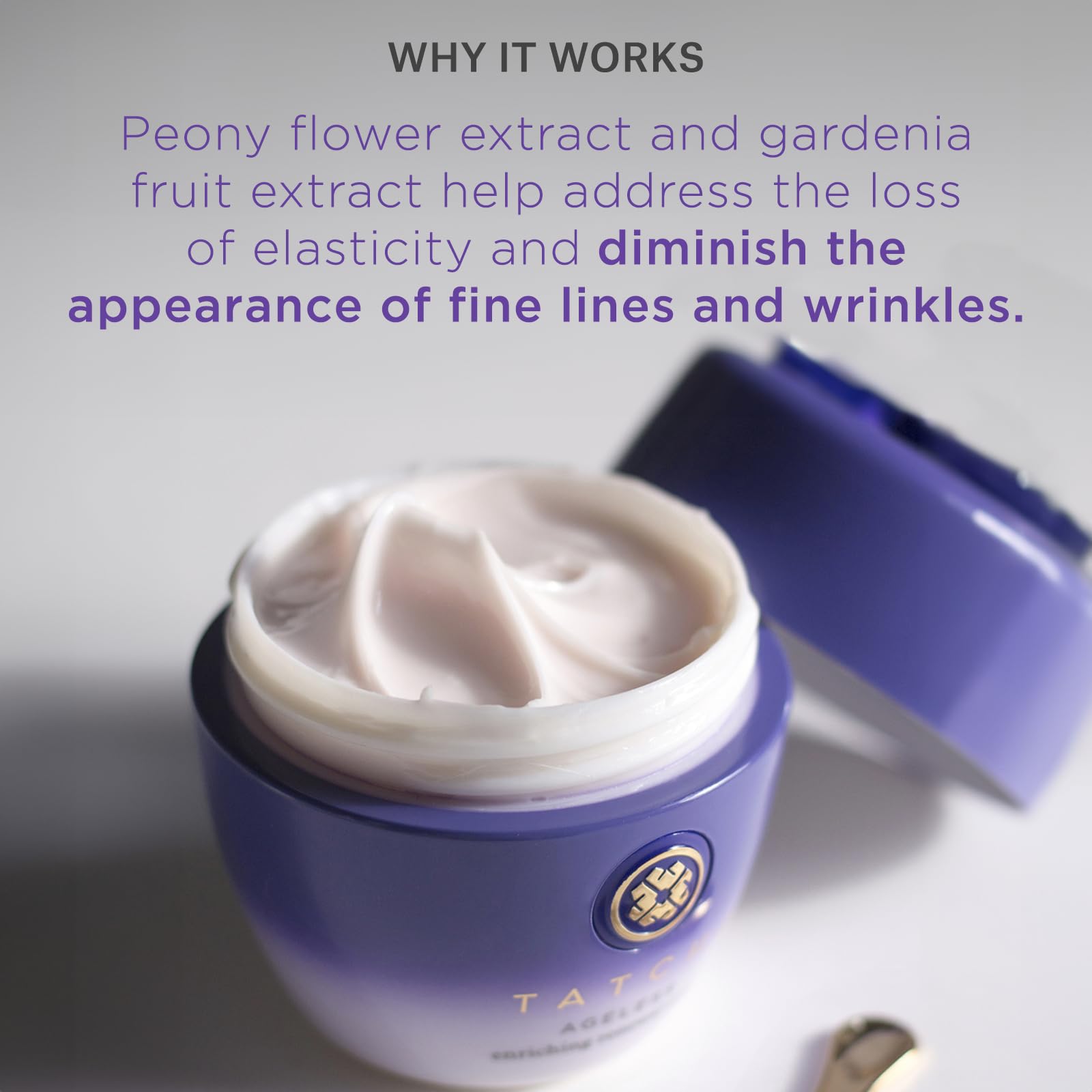 TATCHA Ageless Enriching Renewal Cream model applying cream for daily nourishment.