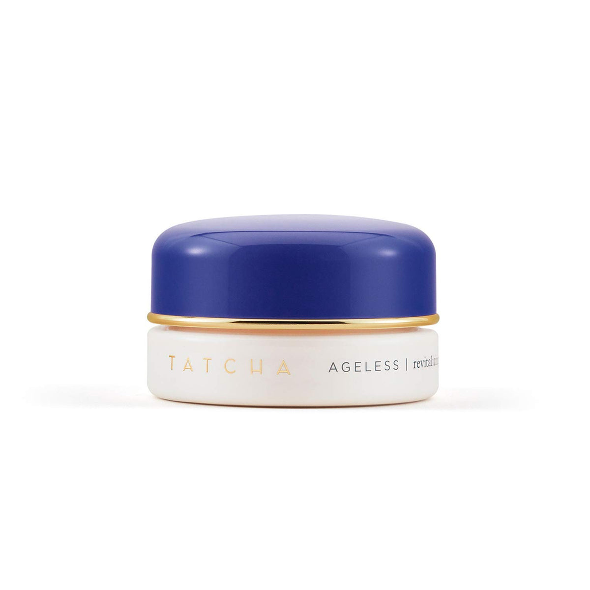 TATCHA Ageless Revitalizing Eye Cream bottle close-up showing hydration.