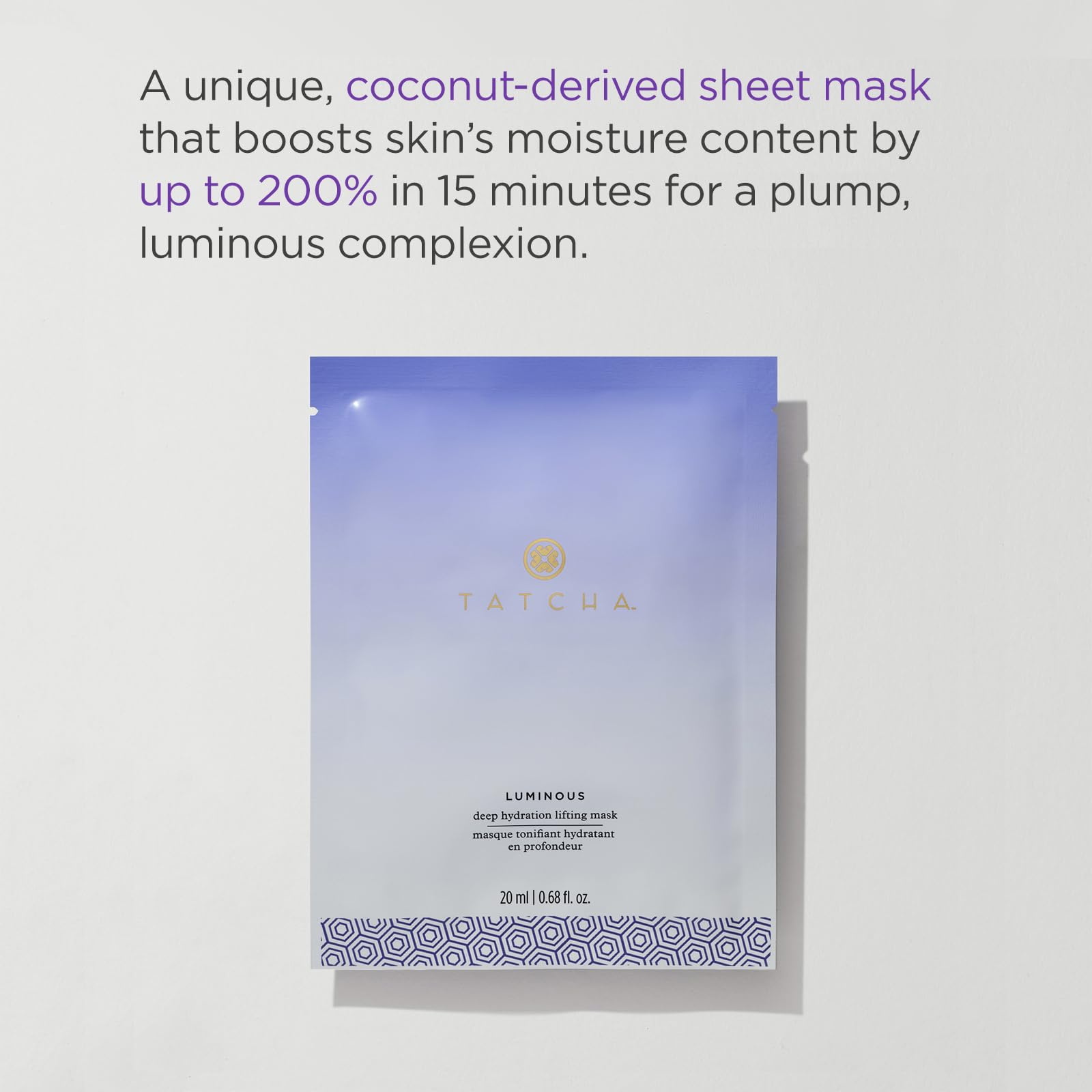 TATCHA Luminous Deep Hydration Mask on skin for instant hydration feel.
