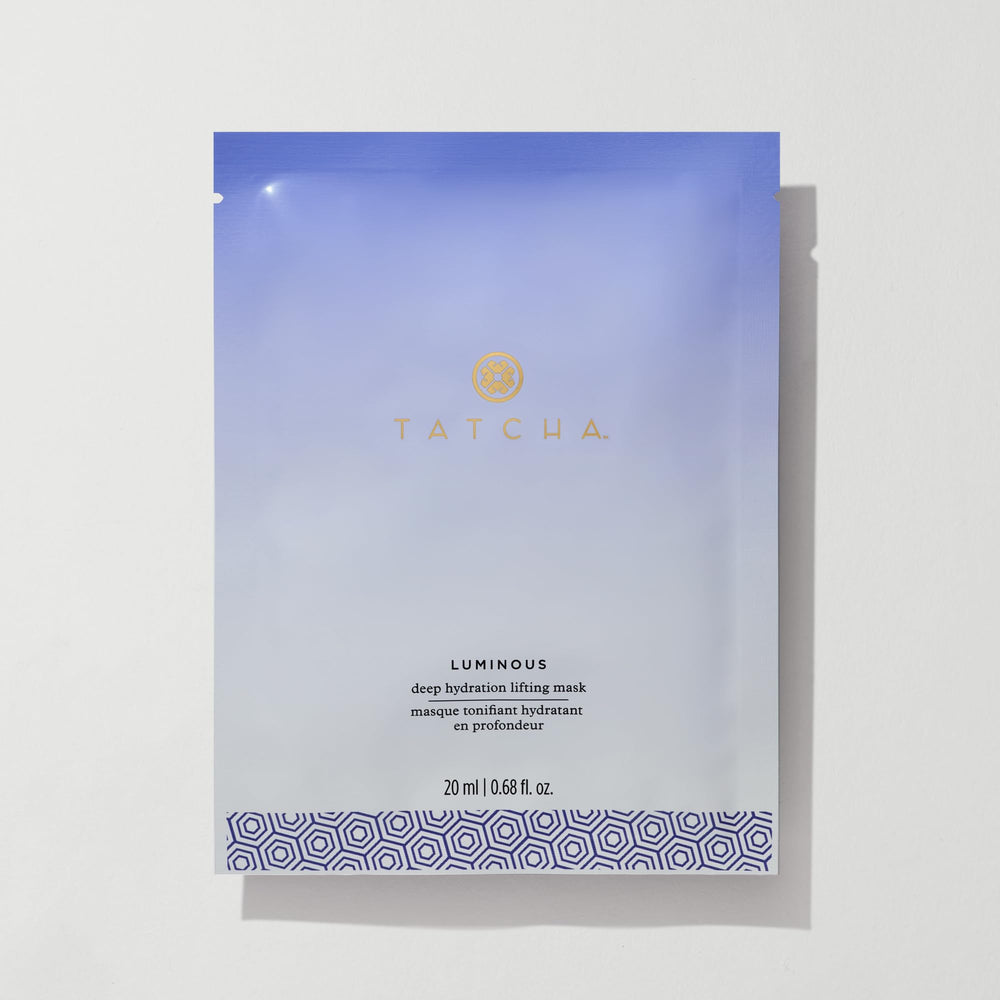 Packaging view of TATCHA Luminous Deep Hydration Mask, highlighting premium sheet mask.