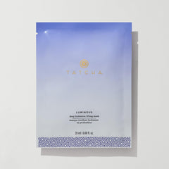 Packaging view of TATCHA Luminous Deep Hydration Mask, highlighting premium sheet mask.