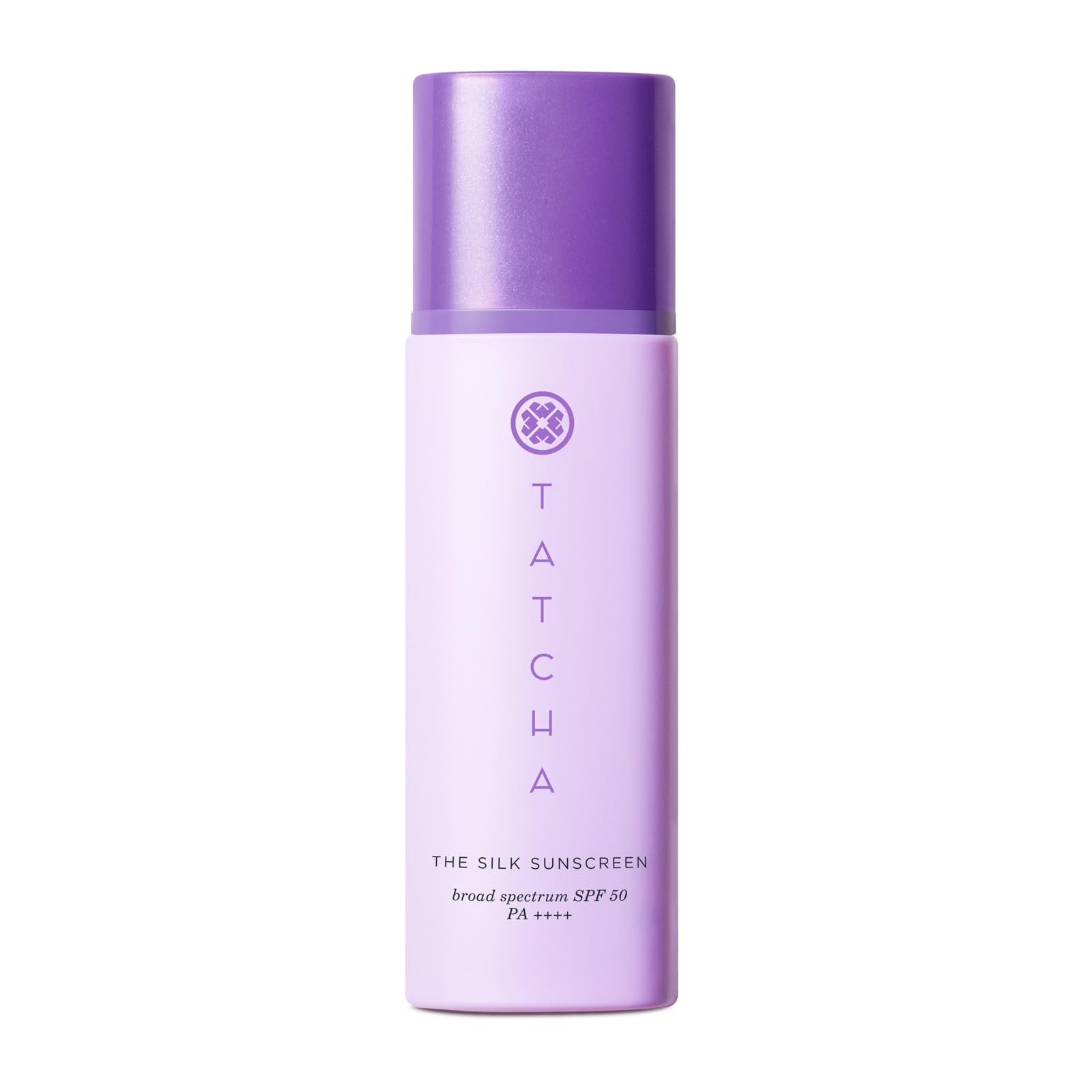 TATCHA Silk Sunscreen bottle pour shows weightless mineral protection for daily use.
