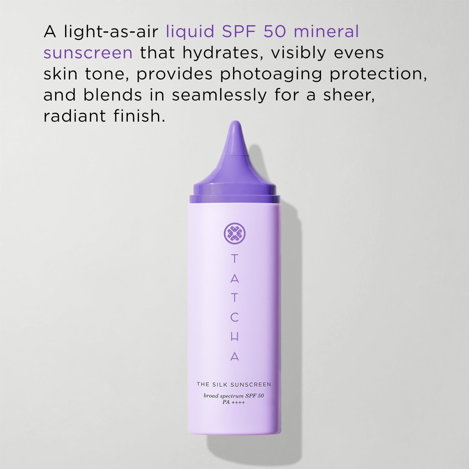 TATCHA Silk Sunscreen cream texture ready to blend for even, hydrated skin.