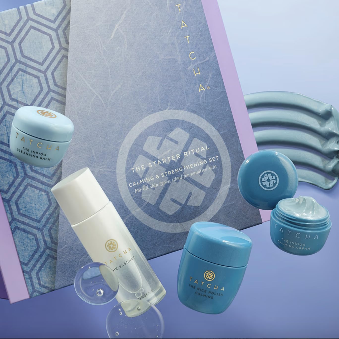 Tatcha Starter Ritual Set routine glow guide suggests healthy-looking skin