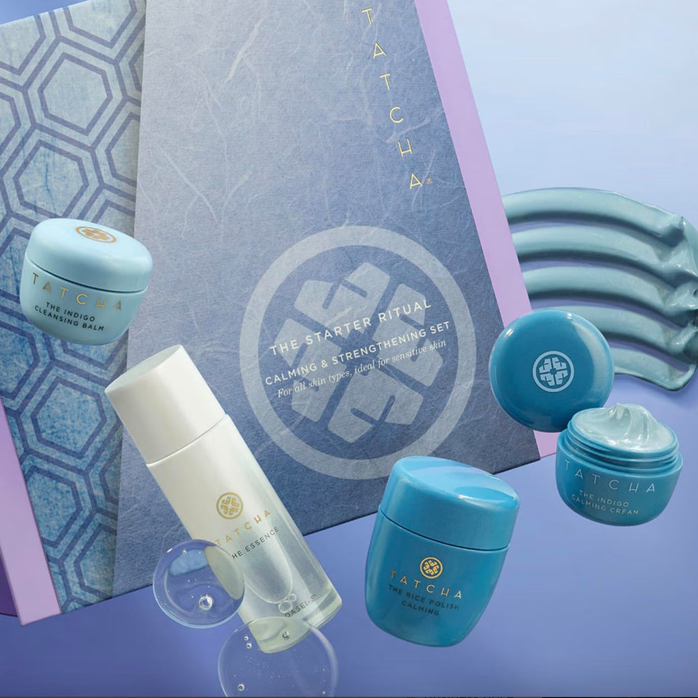 Tatcha Starter Ritual Set routine glow guide suggests healthy-looking skin