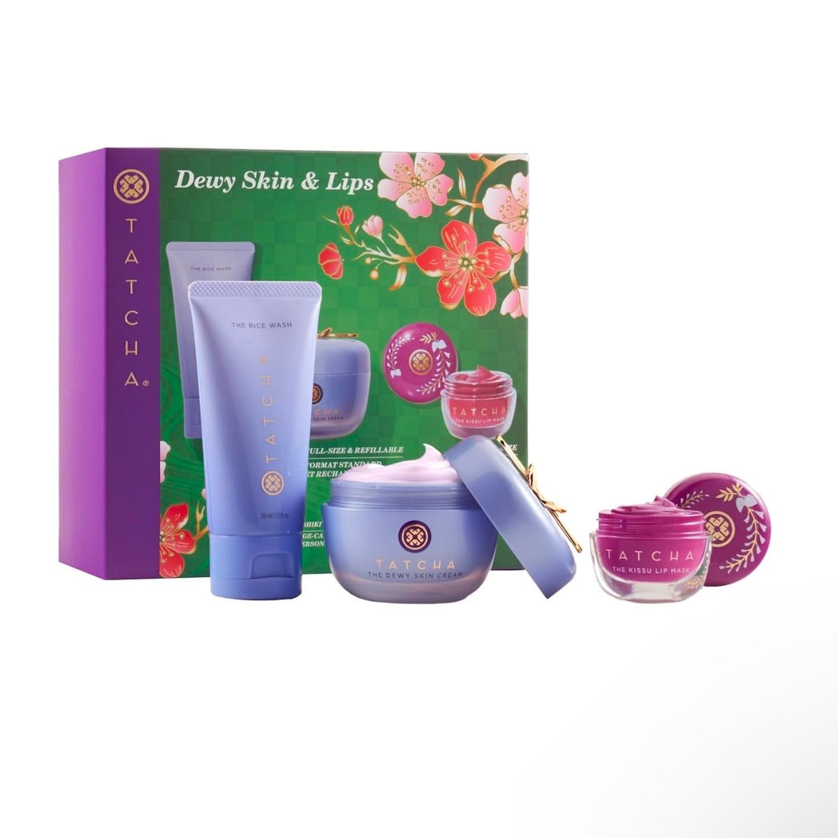TATCHA Travel Rice Wash bottle ready for gentle cleansing on the go