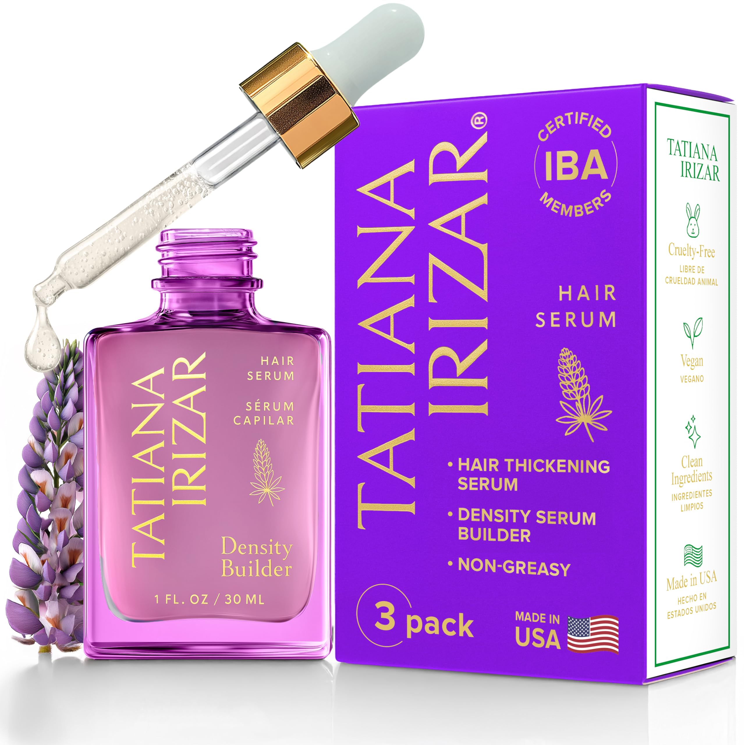 Tatiana Irizar Density Builder 3-pack bottle promotes fuller look