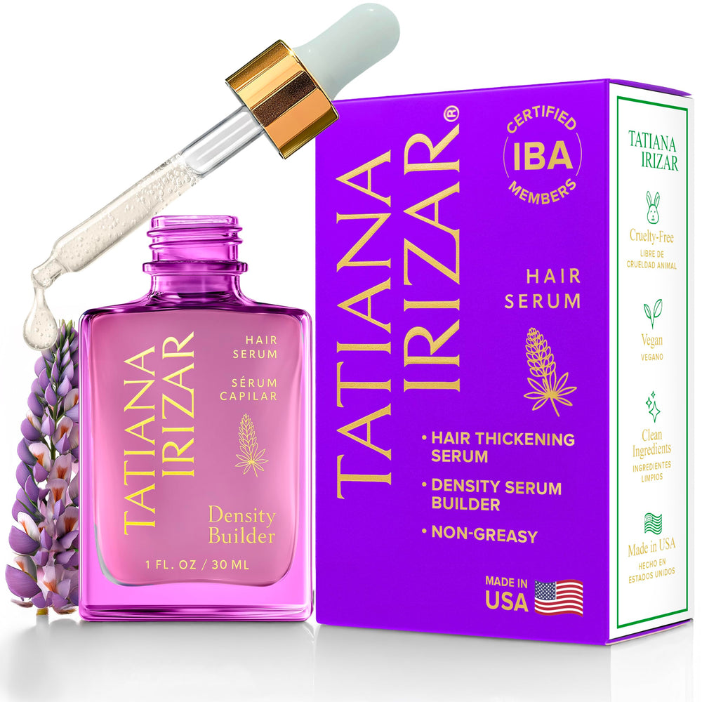Tatiana Irizar Density Builder serum bottle with lightweight non-greasy formula for fuller-looking hair.