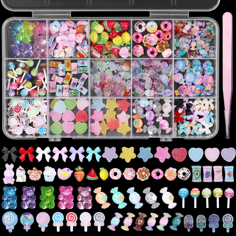 Tatiwoo 3D candy nail charms in gummy bear design for playful nails and texture