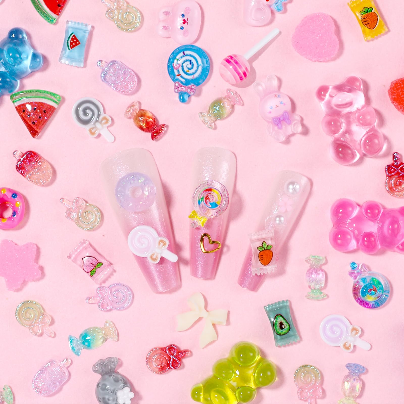 Tatiwoo 3D candy nail charms heart motif for charming nails