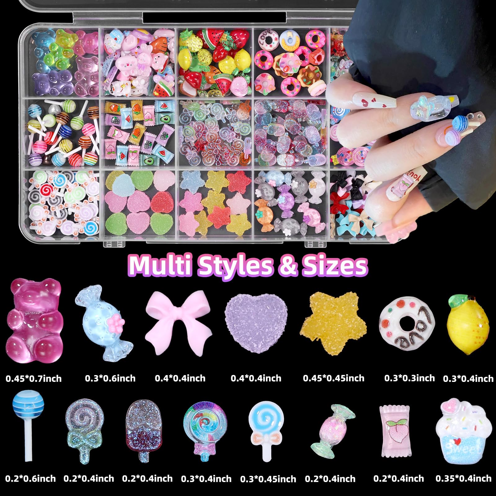Tatiwoo 3D candy nail charms with ice cream motif for colorful nail art