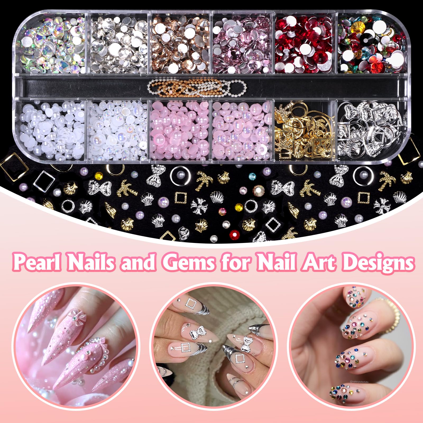 Tatiwoo bow and heart nail charms elevate wedding or holiday nail art