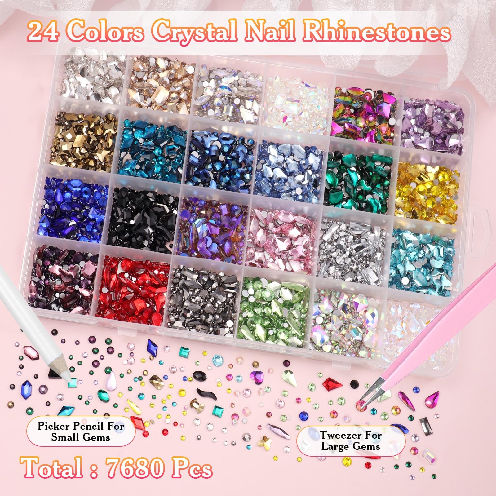 Tatiwoo iridescent colorful nail rhinestones that shift color with light