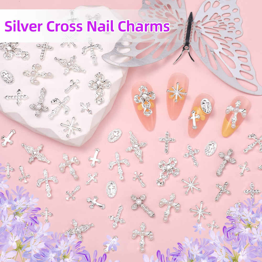 Tatiwoo cross nail charms for nail art and crafts with durable shine.