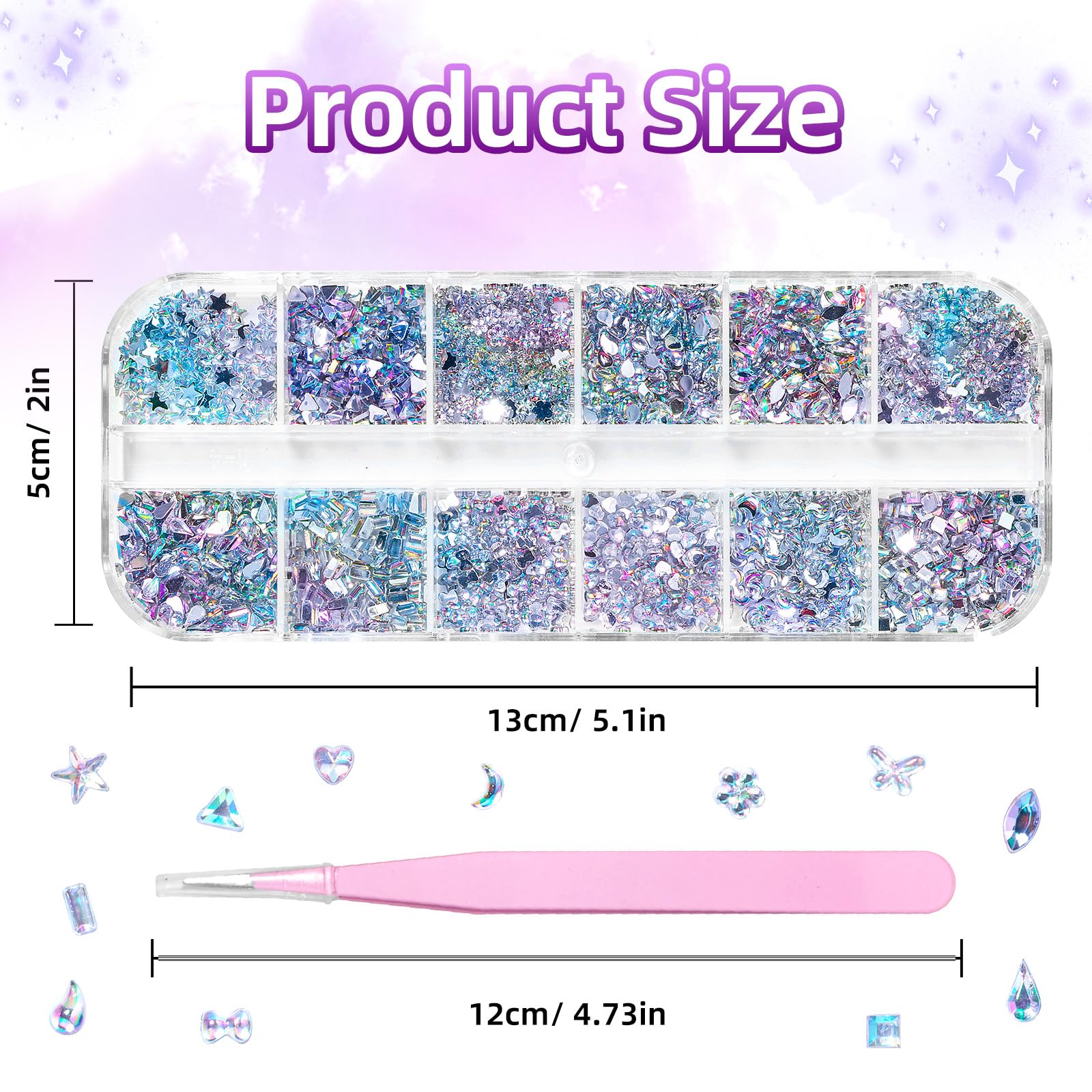Tatiwoo mini nail stones butterfly adds whimsical detail to nails.