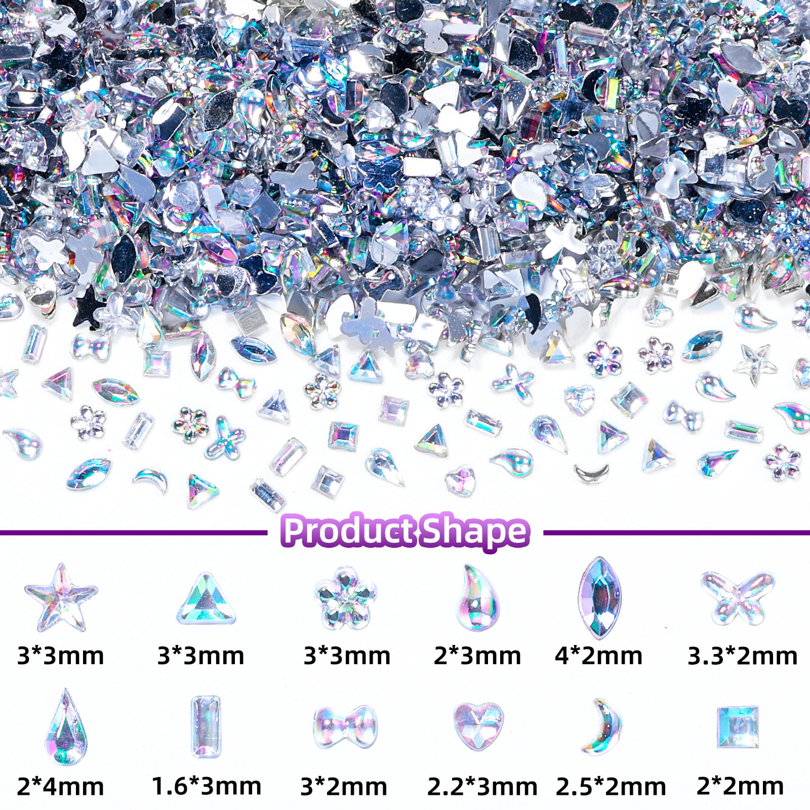 Tatiwoo mini nail stones heart ideal for romantic nail designs.