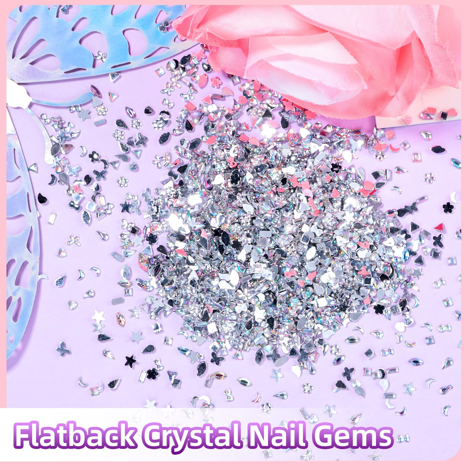 Tatiwoo mini nail stones moon creates subtle glow on manicures.