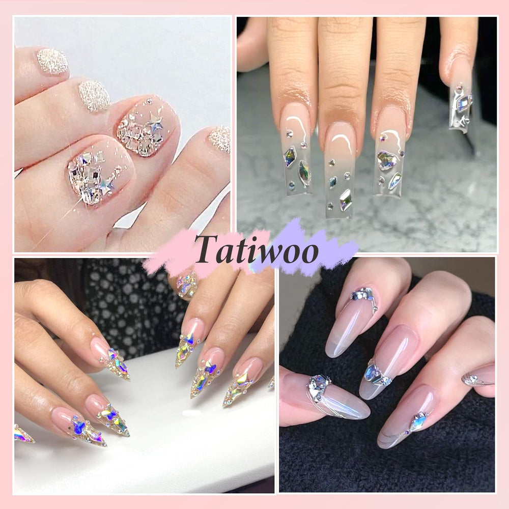 Tatiwoo mini stones various shapes enable versatile nail art options.