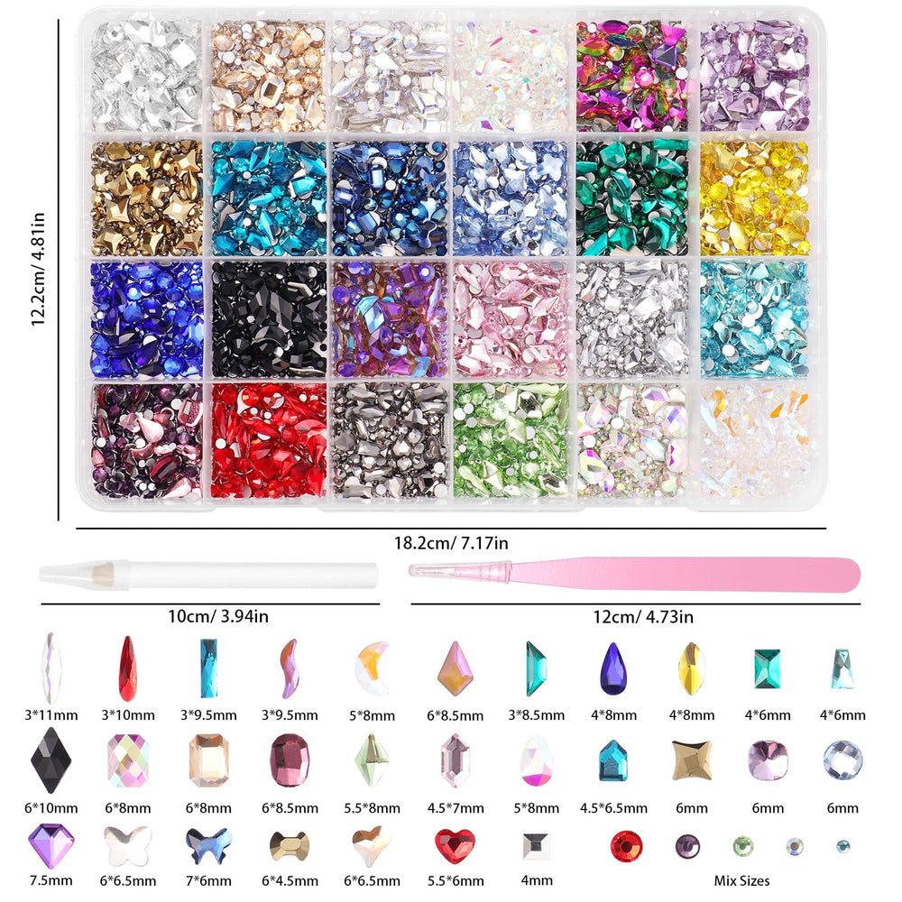 Tatiwoo multi-shapes rhinestones including hearts and diamonds for nails and crafts