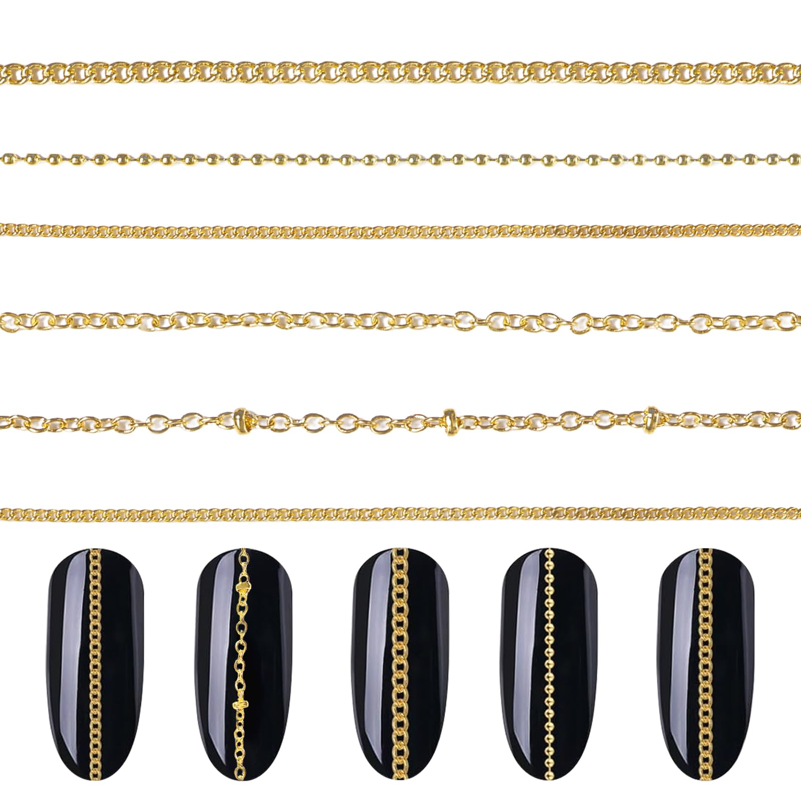 Tatiwoo gold nail chains style 01 for chic DIY nail art and lasting shine