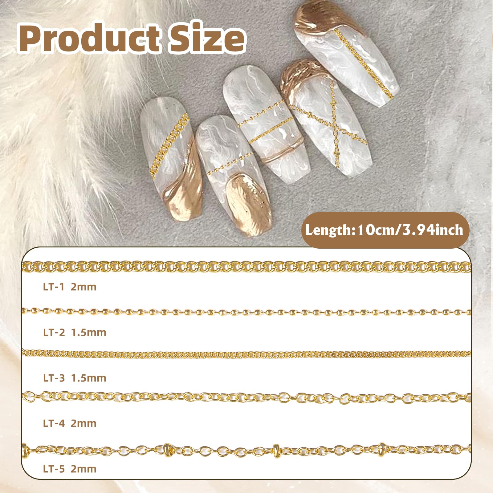 Tatiwoo nail chains gold style 02 enhances natural nails with secure decorative touch