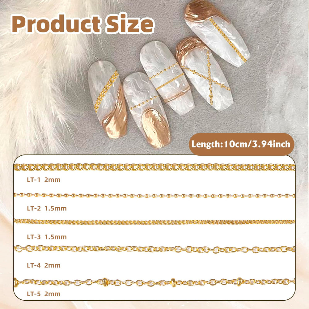Tatiwoo nail chains gold style 02 enhances natural nails with secure decorative touch