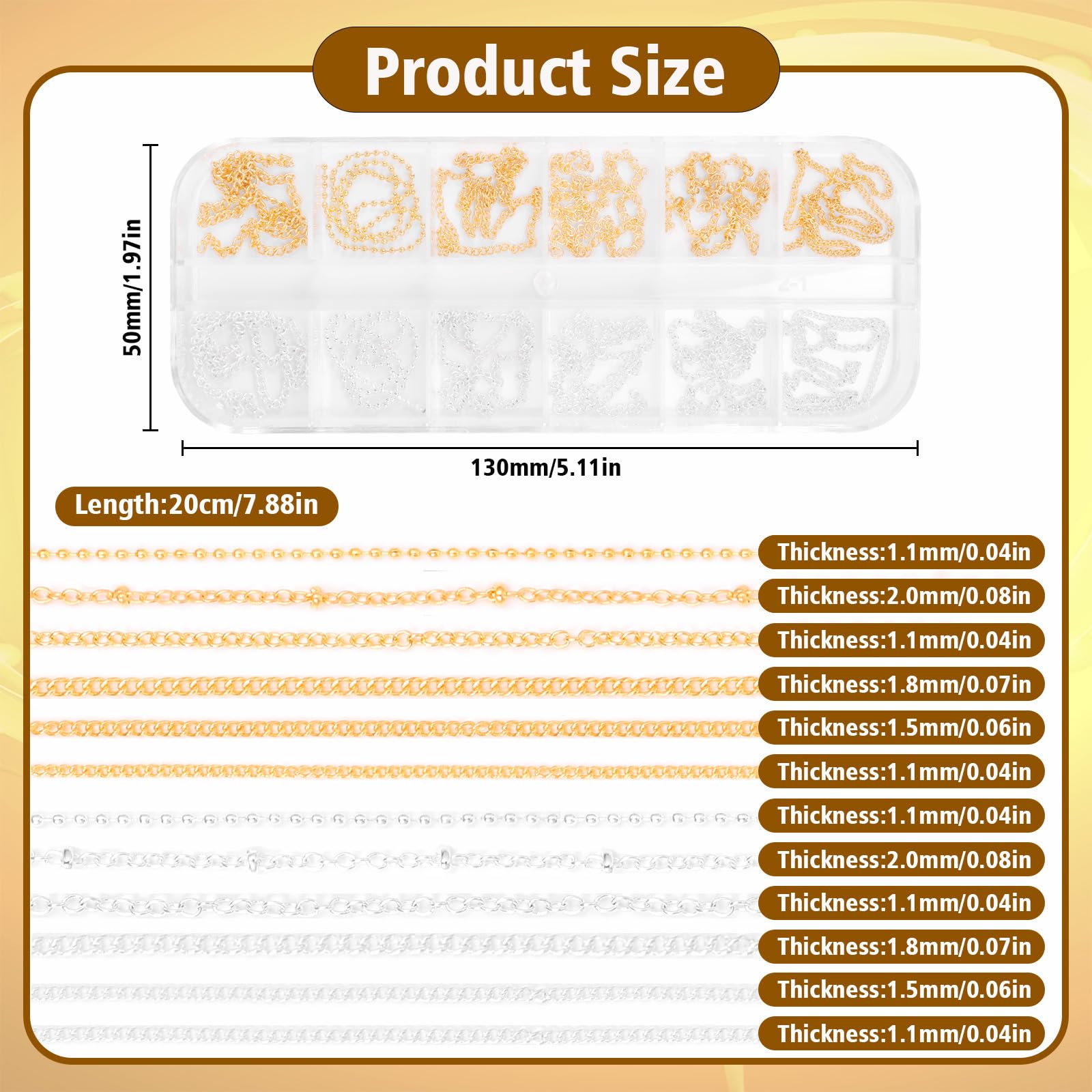 Tatiwoo two-box chain set enables bold nail designs.