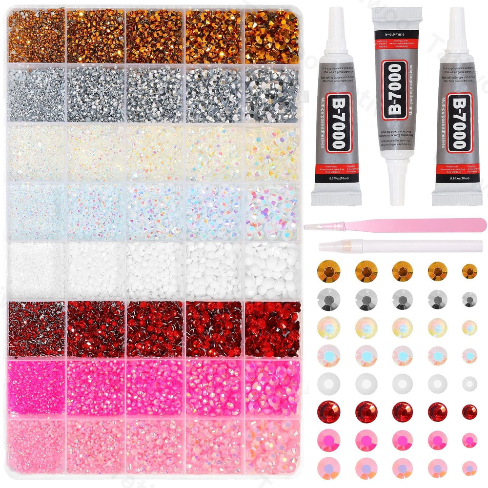 Tatiwoo bedazzling kit with 40-grid color gems for organized crafting and inspiration