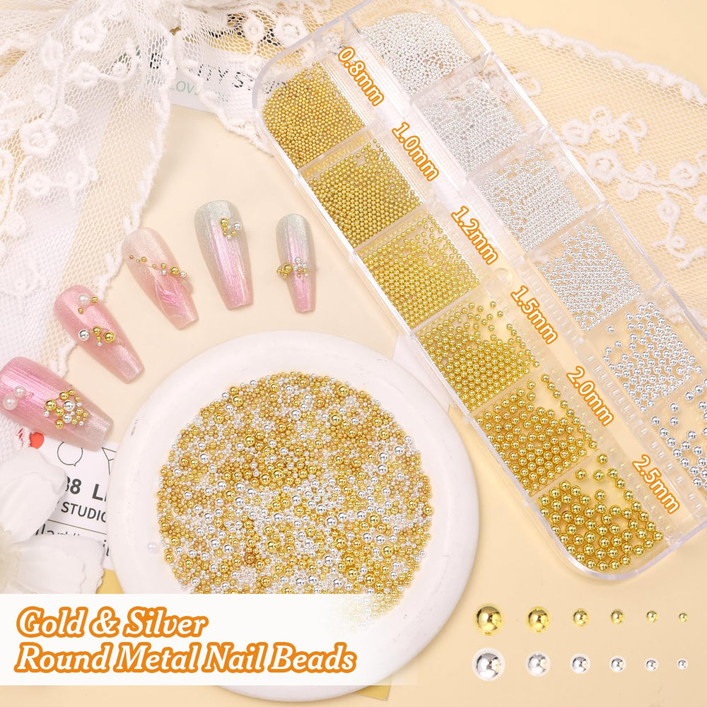 Tatiwoo round beads in mixed sizes for versatile nail art details.