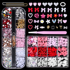 Tatiwoo Valentines 3D nail charms with bows and hearts for chic DIY nails
