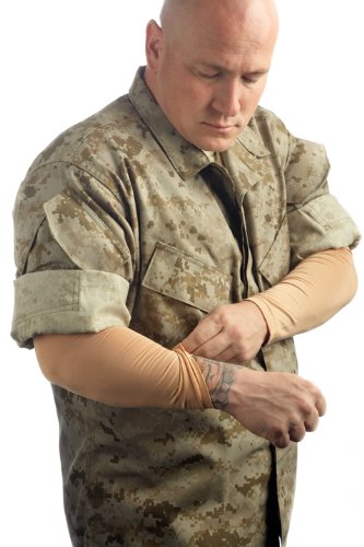 Tatjacket medium tan color close-up matches natural skin tone.
