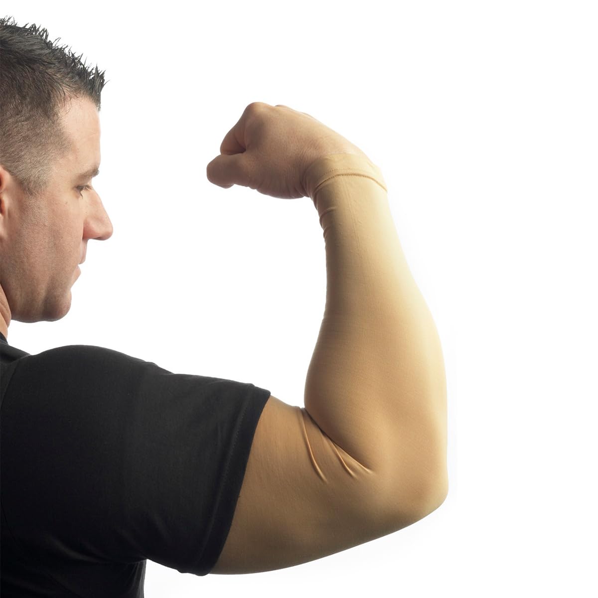 Tatjacket tattoo cover up sleeve on arm offers full concealment and comfort.