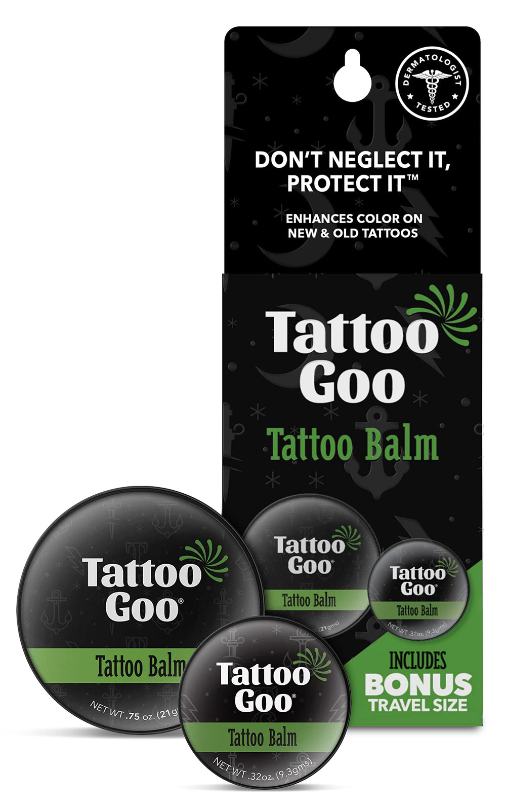 Tattoo Goo Balm Duo tins for convenient home and travel aftercare.