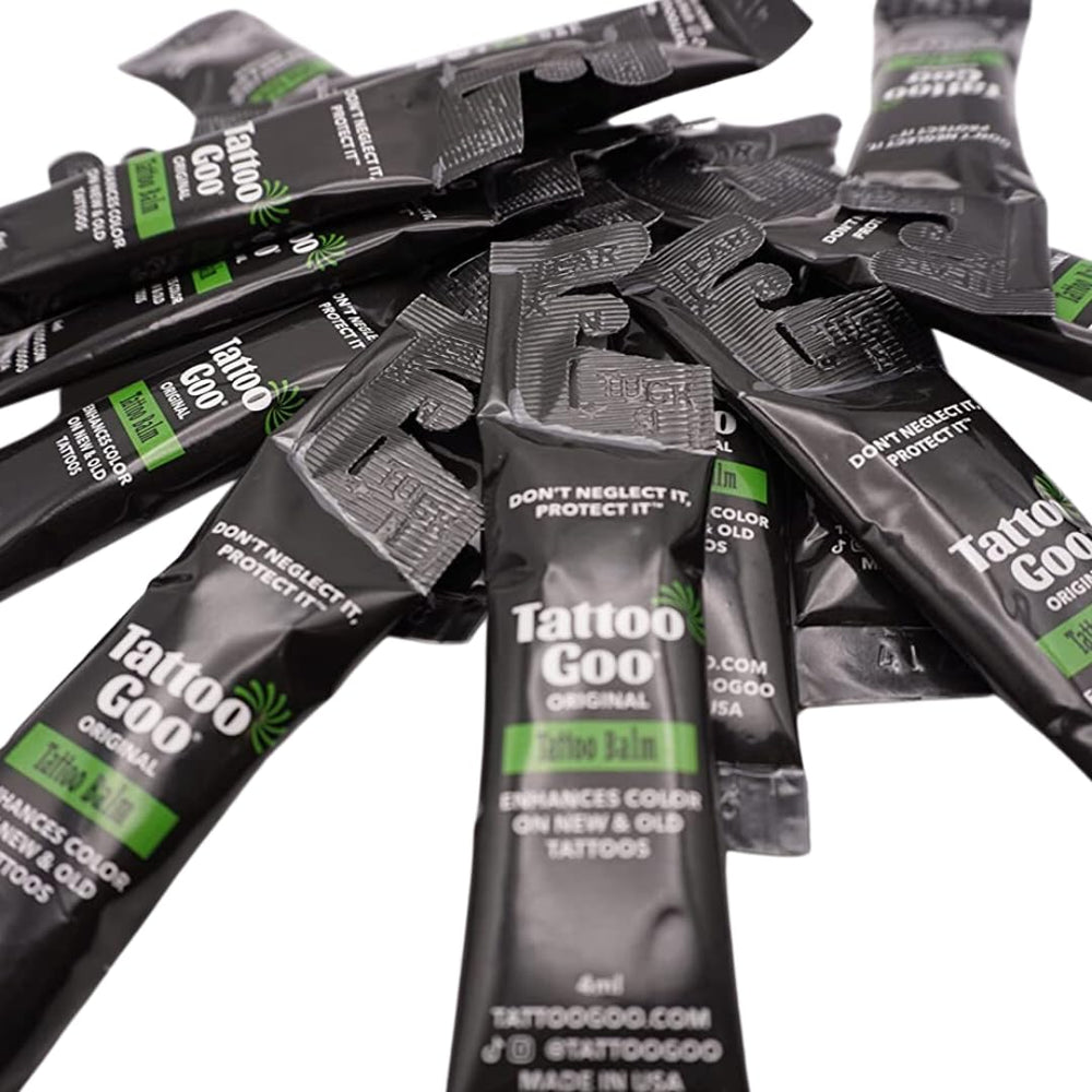 Bulk travel-sized package display for on-the-go aftercare during travel.
