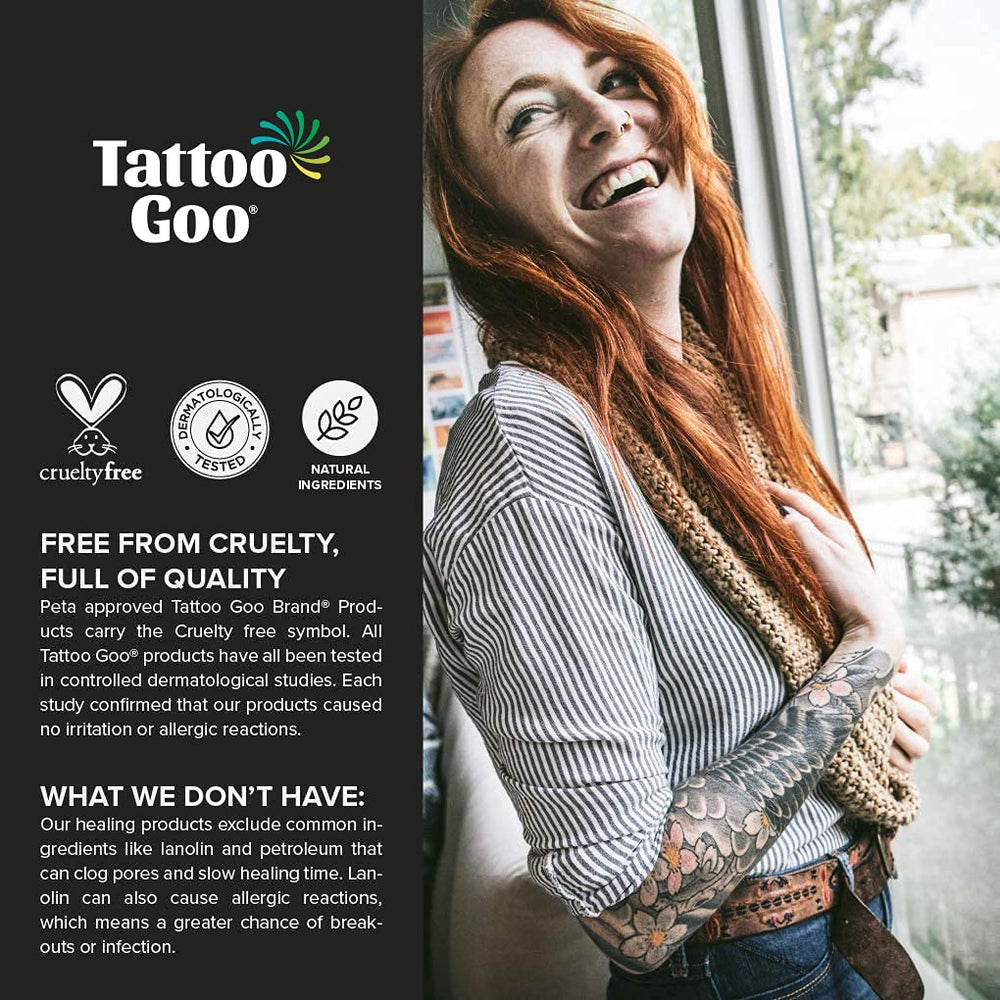 Tattoo Goo 3-piece kit displayed as full set for tattoo care