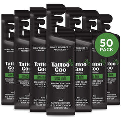 Tattoo Goo Original Aftercare Balm tin close-up highlighting natural ingredients for soothing and healing tattooed skin.