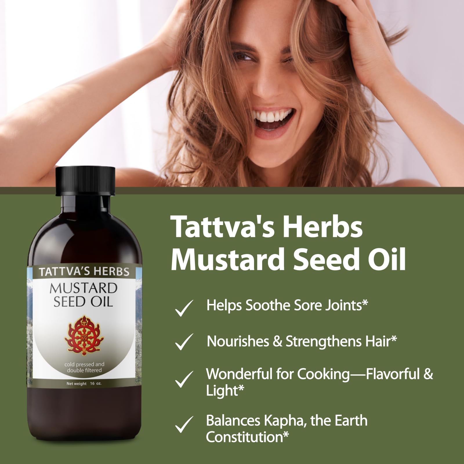 Tattva's Herbs Mustard Seed Oil on skin for gentle hydration and nourishment.