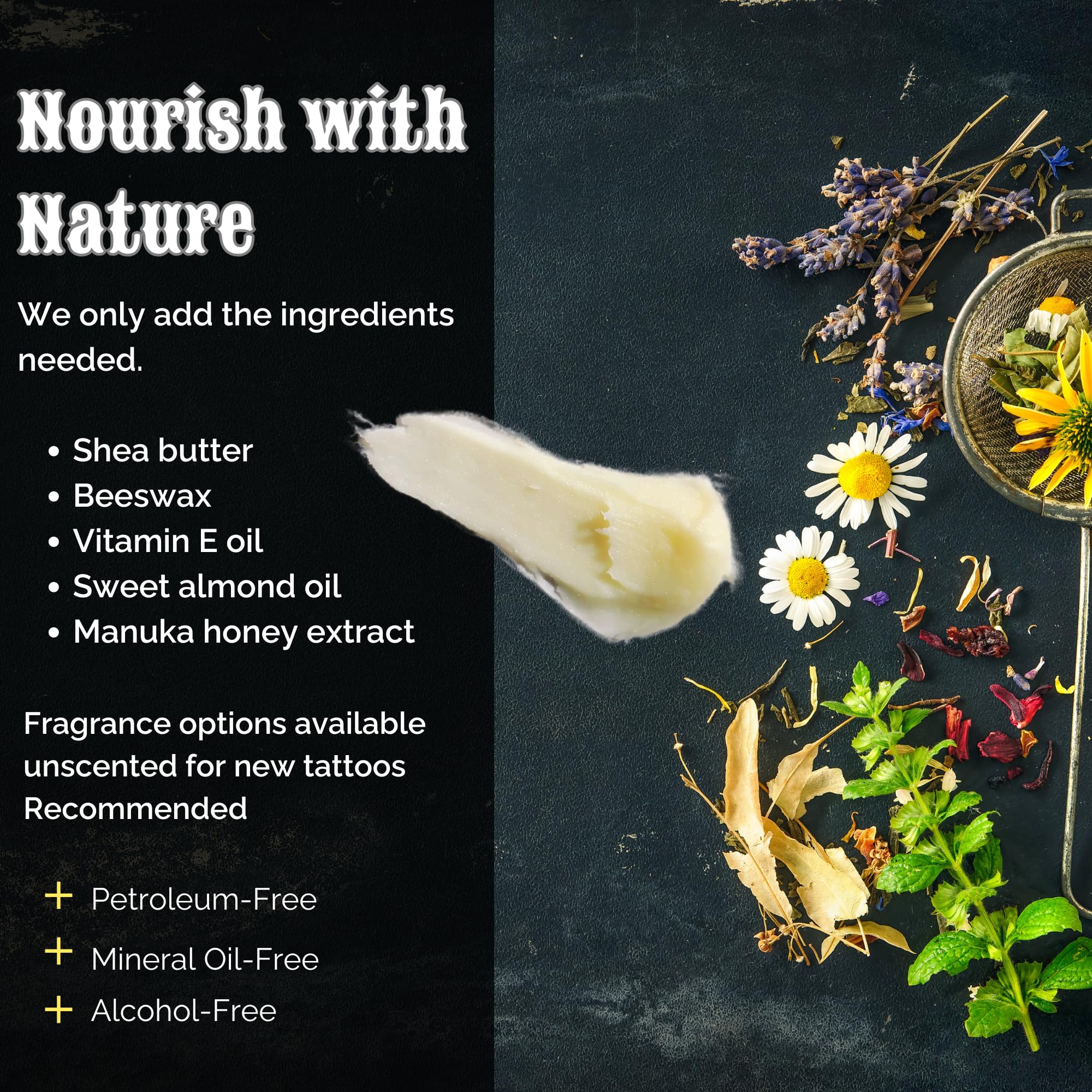 TattyBee natural ingredients beeswax underline pure, fragrance-friendly care for sensitive skin.