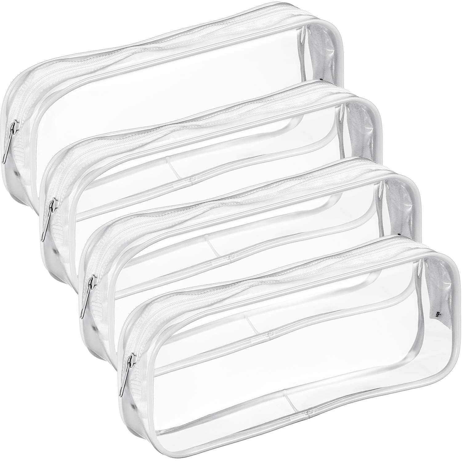 Tatuo clear PVC bags white four-pack, front view showing organized storage.