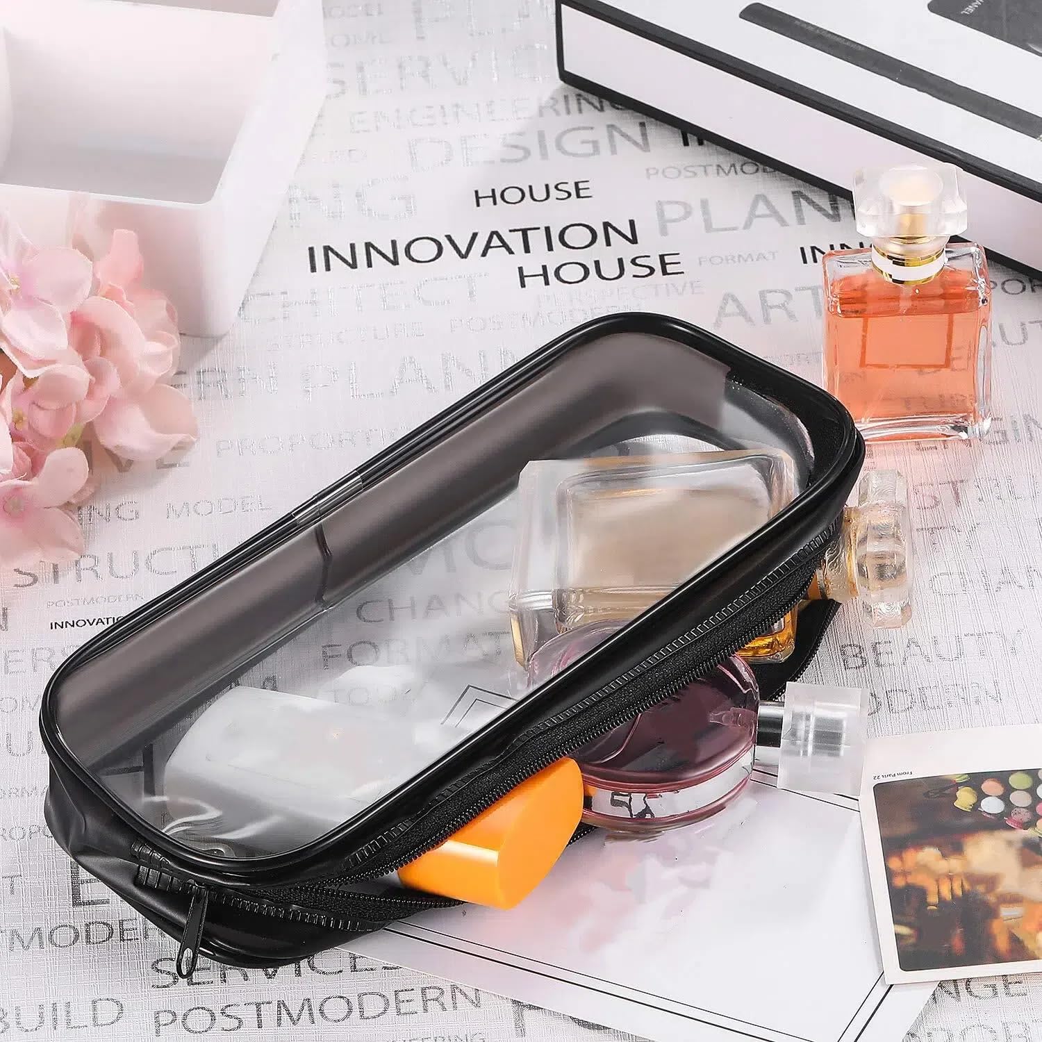 Tatuo makeup bag clear white for easy packing cosmetics