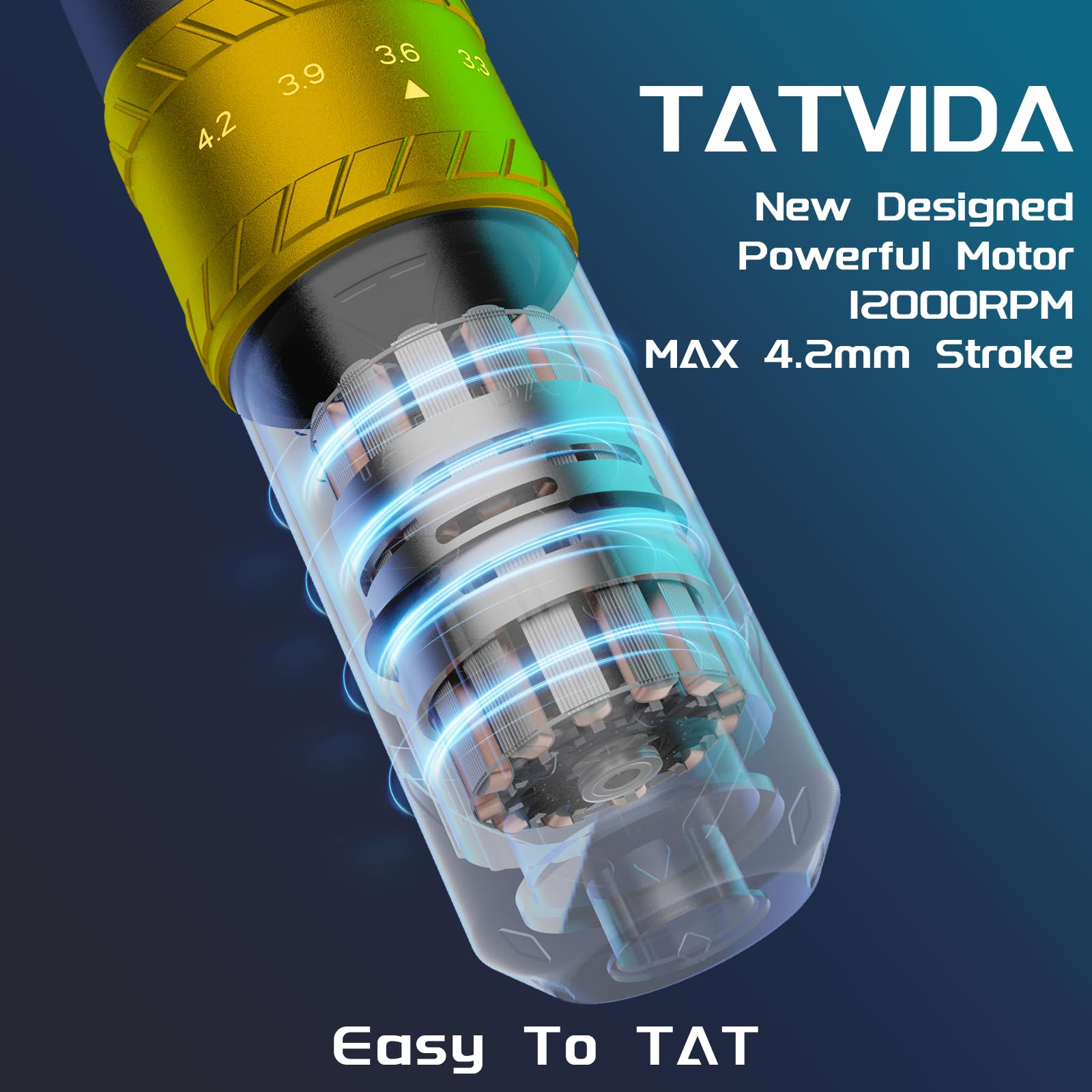TATVIDA LED display screen indicates voltage and battery for precise control