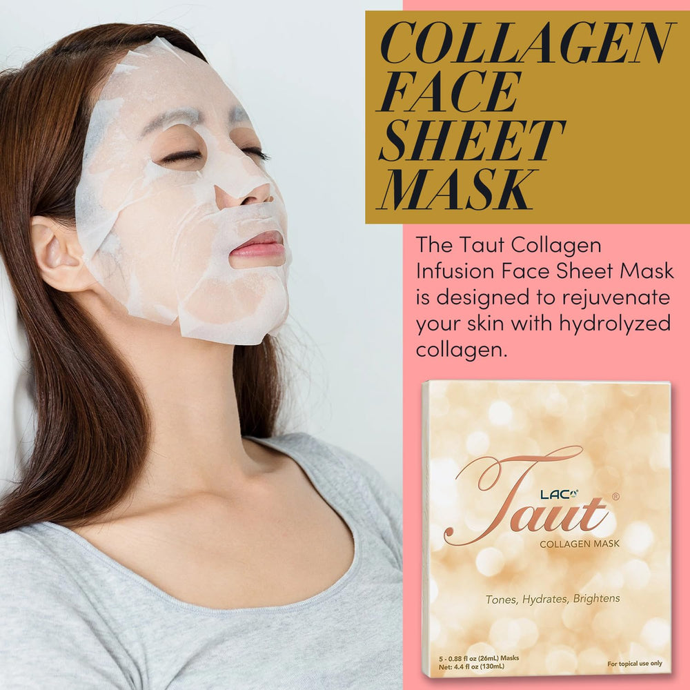 TAUT sheet-mask texture close-up showing serum saturation