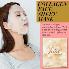 TAUT sheet-mask texture close-up showing serum saturation