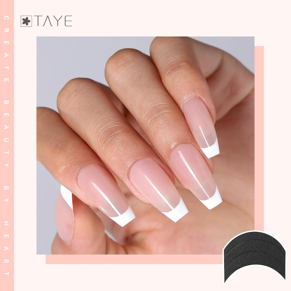 TAYE White tip detail on nails for clean lines.