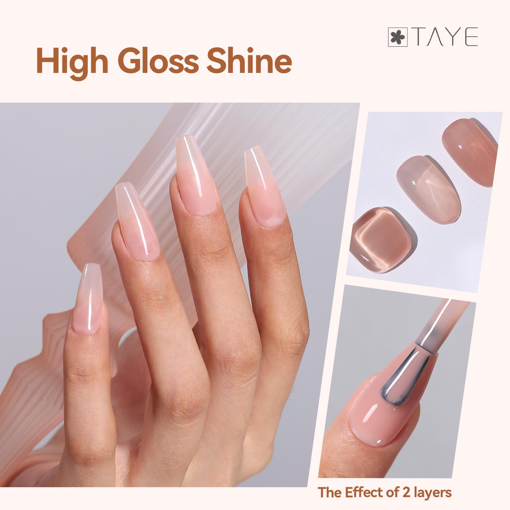 TAYE Easy-glide brush over nails for smooth, even application.