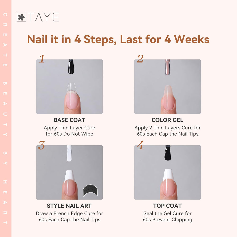 TAYE Glossy top coat finish adds durable shine.
